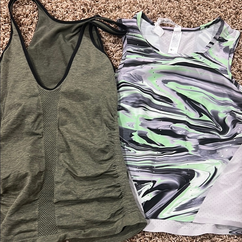 Stylish Green and Marble Print Women's Tops